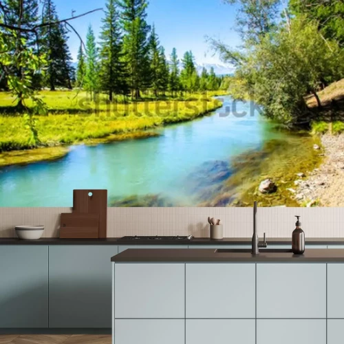 Papier peint  Rivière et forêt