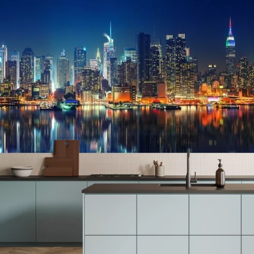 Papier peint  Panoramic view on Manhattan at night, New York, USA