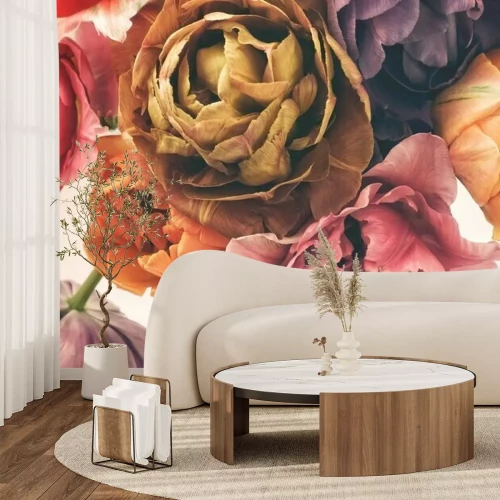 Papier peint  Colorful tulips in vintage style