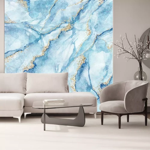 Papier peint  Marbre craquelé bleu clair