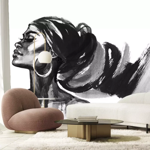 Sticker  Watercolor fashion portrait