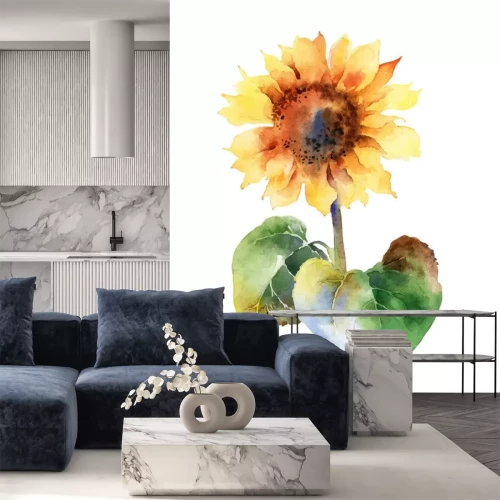 Sticker  Aquarelle avec un tournesol