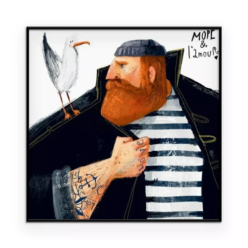 Poster  Marin avec une mouette dans une illustration artistique