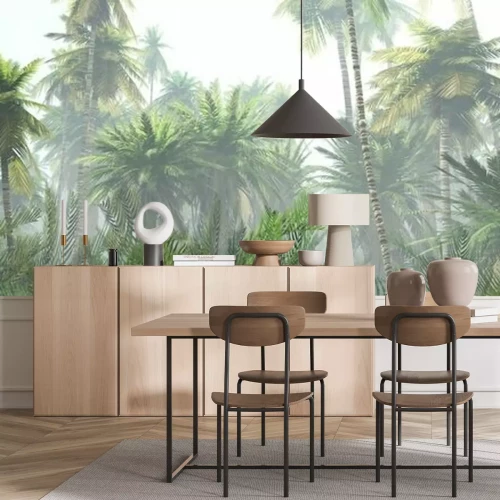 Sticker  Jungle tropicale paysage légèrement brumeux