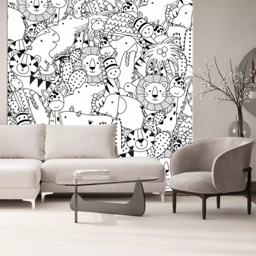 Sticker  Dessin d'animaux en noir et blanc pour enfants