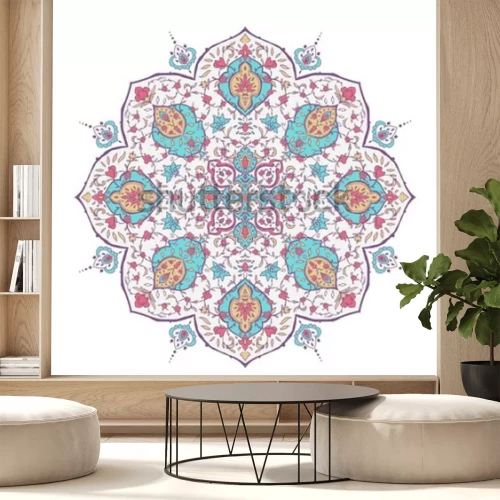 Sticker  Motif floral islamique dans le style victorien. Ornement pour Carte pour café, boutique, impression, bannière, invitation de mariage, couverture de livre, certificat. Réserve cette date. Inde, arabe, 