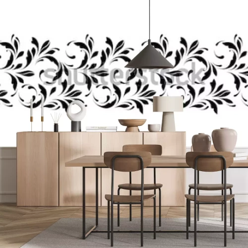 Sticker  Modèle floral de contour sans soudure. Bordure ornementale sans fin pour rubans, tissus, emballages, papiers peints, rubans. Élément de design décoratif pour le fond et la couverture.