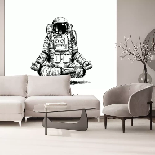 Sticker  Un astronaute dans une combinaison spatiale pratiquant la méditation