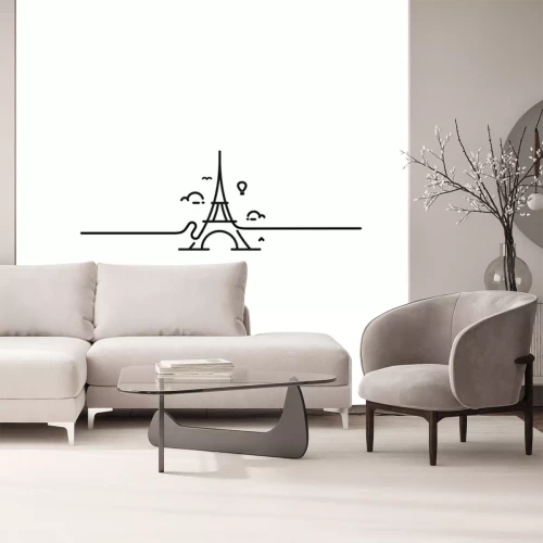 Sticker  Paris, Eiffel tower, Paris cartoon art, postcard, Line art vector illustration