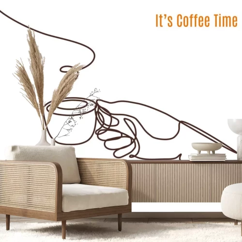 Sticker  Main tenant une tasse de café graphique