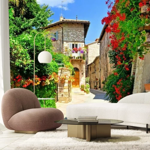 Papier peint  Rue et maison toscanes