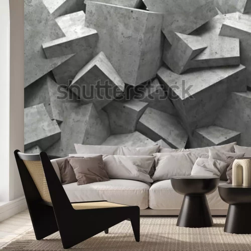 Papier peint  Cubes de béton 3D disposés de manière chaotique