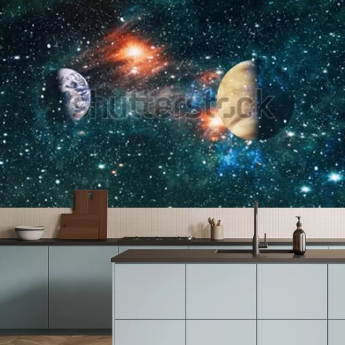 Sticker  Planètes de l'espace extra-atmosphérique vues côte à côte