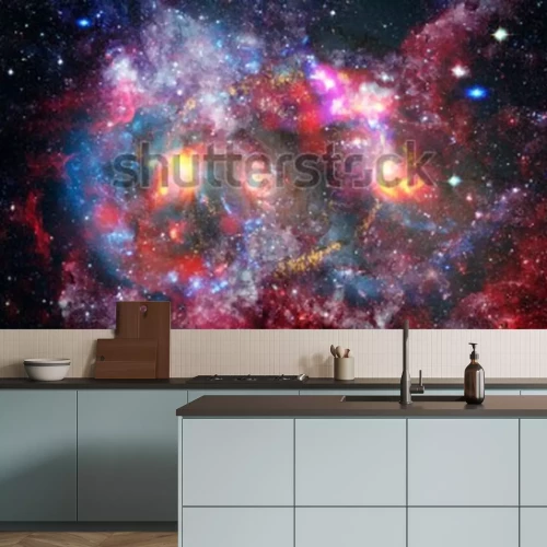 Sticker  Espace rempli de corps célestes multicolores