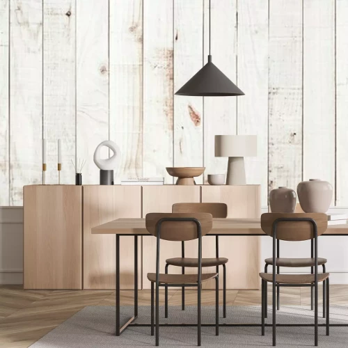 Papier peint  Clôture blanche sale