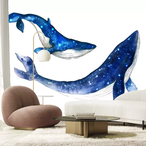 Sticker  Watercolor cute whale. Shark illustartion