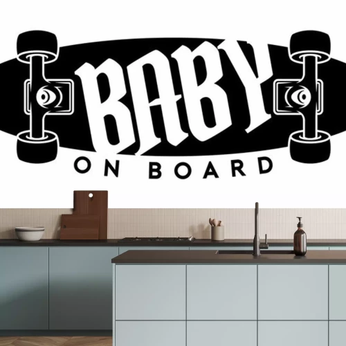Sticker  Skateboard avec texte Baby on Board