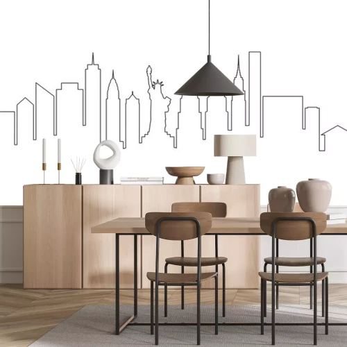 Sticker  New York city skyline single line, vector illustration