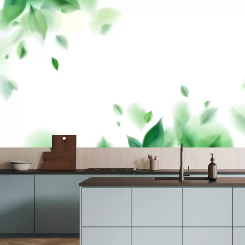 Sticker  Feuilles vertes floues sur fond blanc