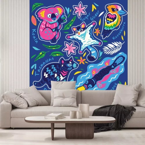 Sticker  Sticker set of decorative australian animals stickers, badges, icons, patches, design elements. Vector illustration