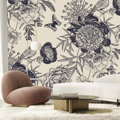 Sticker  Motif botanique de style rétro