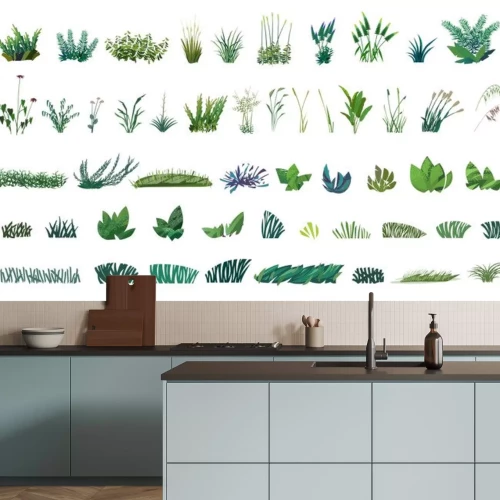 Sticker  huge collection of stylized isolated green plants for your illustrations