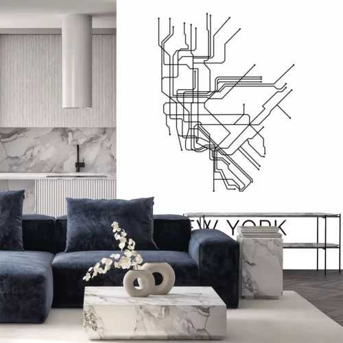 Sticker  New York Metro line art black and white
