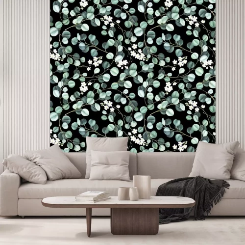 Sticker  Feuilles fines sur fond noir