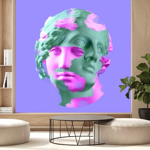 Sticker  Modern conceptual art poster with ancient statue of bust of Venus. Collage of contemporary art.