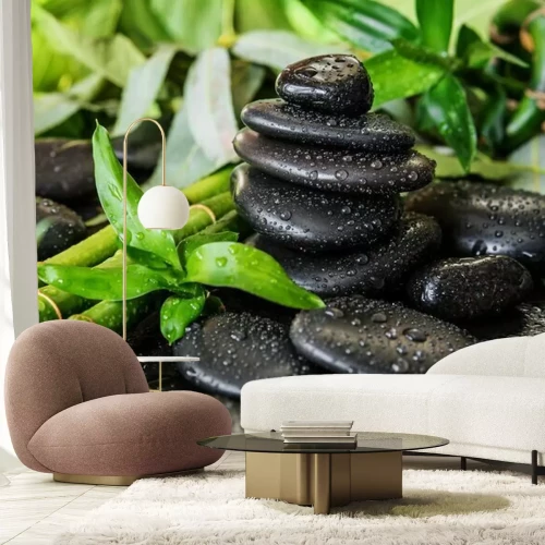 Papier peint  Pierres noires et bambou