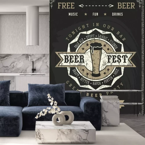 Sticker  Vector Oktoberfest beer festival celebration template of retro poster or invitation flyer on vintage blackboard texture