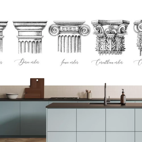 Sticker  Architectural orders. 5 types of classical capitals - tuscan, doric, ionic, corinthian and composite