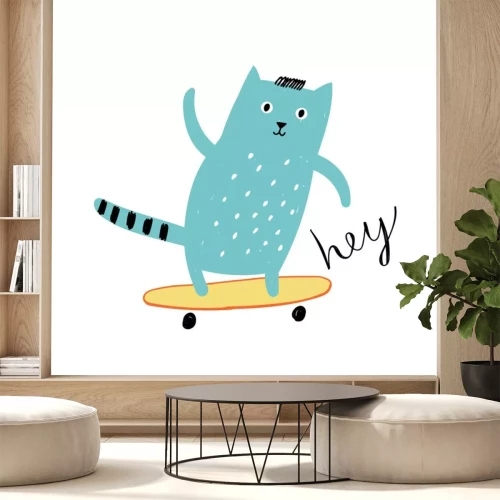 Sticker  Chat sur un skateboard