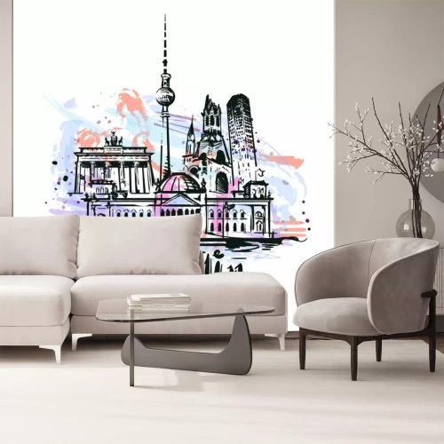 Sticker  Berlin abstract color drawing. Berlin sketch vector illustration