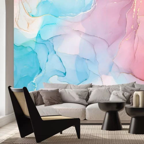 Papier peint  Abstract colorful background, wallpaper. Mixing acrylic paints. Modern art. Paint marble texture. Alcohol ink colors translucent