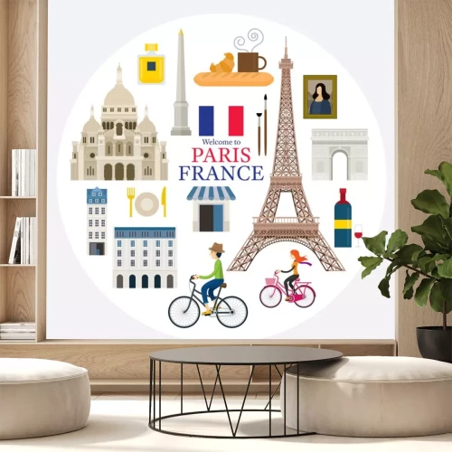 Sticker  Paris, France Landmarks and Travel Label