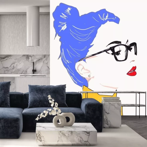 Sticker  Girl with glasses. Student girl. Smart girl. Portrait young woman