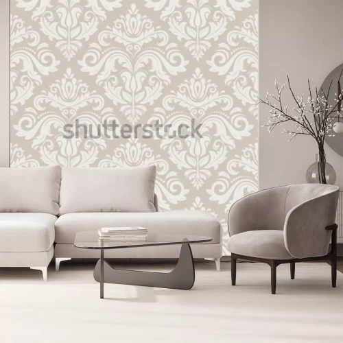 Sticker  Motif floral damassé de vecteur avec des éléments arabes arabes et roses. Ornement traditionnel abstrait sans soudure pour fonds d'écran et arrière-plans