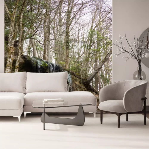 Sticker  Fond de patchwork sans soudure de vecteur d'ornements bleu et blanc foncé, motifs géométriques, feuilles et fleurs stylisées