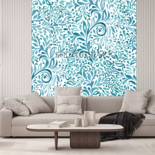 Sticker  Abstrait des vagues de la mer. Ornement ethnique transparente. Modèle vectoriel Océan.