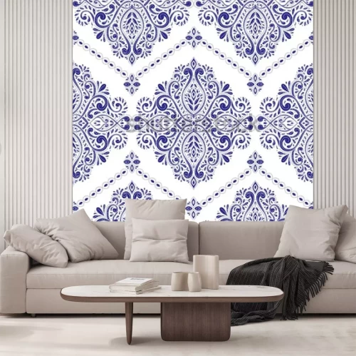 Sticker  Beau modèle sans couture florale bleue et blanche. Éléments vintage, paisley. Motifs traditionnels, ethniques, turcs, indiens. Idéal pour le tissu et le textile, le papier peint, l'emballage ou to