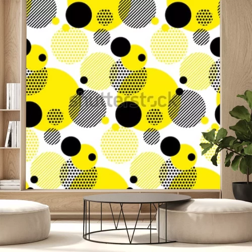 Sticker  modèle moderne de points sans soudure. fond blanc géométrie cercle couleur échantillon de tissu sans couture. illustration vectorielle motif géométrique swatch