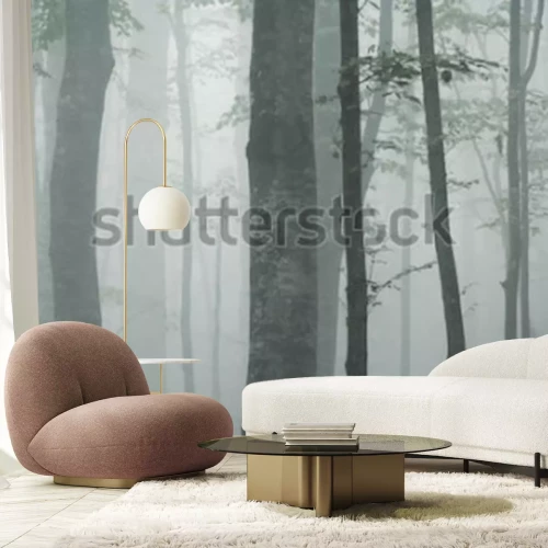 Sticker  troncs de hêtre dans un brouillard épais