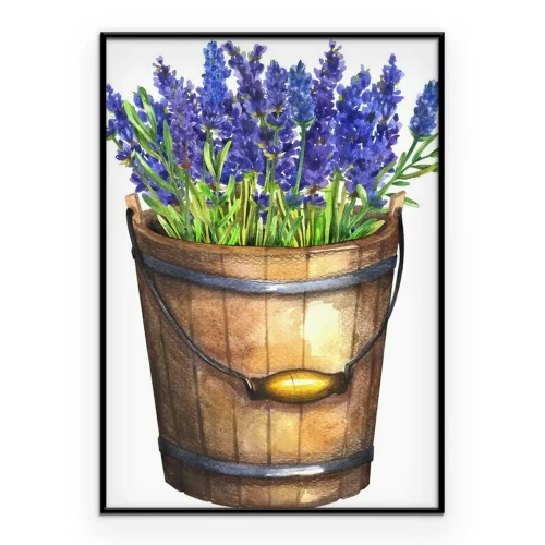 Poster  Lavande dans un seau en bois