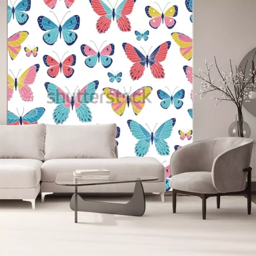 Sticker  Papillons sur fond blanc