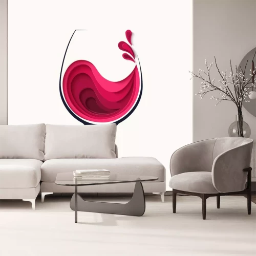 Sticker  Red wine splash in glass