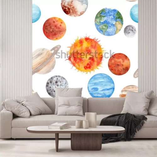 Sticker  Cosmos pour enfants illustration avec des corps célestes