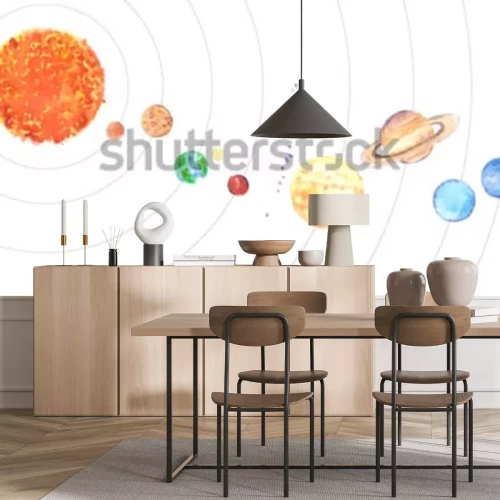 Sticker  Système solaire coloré de l'espace extra-atmosphérique pour enfants