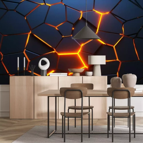 Papier peint  Mur 3D noir fissuré