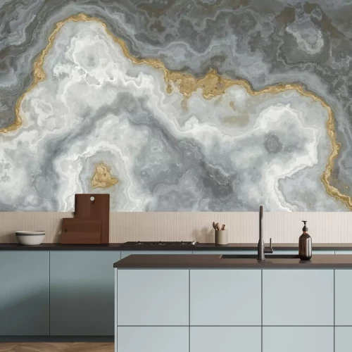 Papier peint  Motif marbre blanc gris